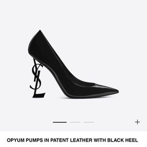 SAINT LAURENT OPYUM PUMPS IN PATENT LEATHER WITH BLACK HEEL.
